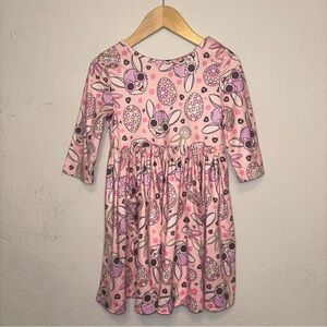 Mila & Rose Pink Bunny Print Long-Sleeve Dress, size 4T